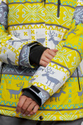 Купить Горнолыжный костюм женский зимний желтого цвета 022302J, фото 7