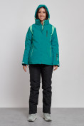 Купить Горнолыжный костюм женский зимний темно-зеленого цвета 02305TZ, фото 5