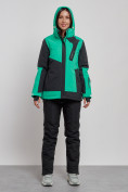 Купить Горнолыжный костюм женский зимний зеленого цвета 02306Z, фото 5
