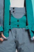 Купить Горнолыжный костюм женский большого размера зимний темно-зеленого цвета 02308TZ, фото 10