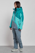 Купить Горнолыжный костюм женский большого размера зимний темно-зеленого цвета 02308TZ, фото 2