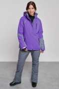 Купить Горнолыжный костюм женский зимний фиолетового цвета 02316F, фото 7