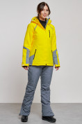 Купить Горнолыжный костюм женский зимний желтого цвета 02316J, фото 3