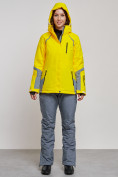 Купить Горнолыжный костюм женский зимний желтого цвета 02316J, фото 5