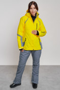 Купить Горнолыжный костюм женский зимний желтого цвета 02316J, фото 6