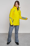 Купить Горнолыжный костюм женский зимний желтого цвета 02316J, фото 7