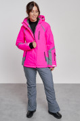 Купить Горнолыжный костюм женский зимний розового цвета 02316R, фото 5