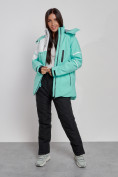 Купить Горнолыжный костюм женский зимний бирюзового цвета 02321Br, фото 15
