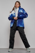 Купить Горнолыжный костюм женский зимний синего цвета 02321S, фото 4
