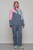 Купить Горнолыжный костюм женский зимний розового цвета 02337R, фото 3