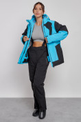 Купить Горнолыжный костюм женский большого размера зимний голубого цвета 02366Gl, фото 10