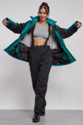 Купить Горнолыжный костюм женский большого размера зимний темно-зеленого цвета 02366TZ, фото 10