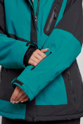 Купить Горнолыжный костюм женский большого размера зимний темно-зеленого цвета 02366TZ, фото 6