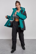 Купить Горнолыжный костюм женский большого размера зимний темно-зеленого цвета 02366TZ, фото 9
