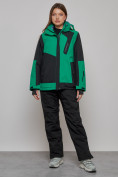 Купить Горнолыжный костюм женский большого размера зимний зеленого цвета 02366Z