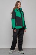 Купить Горнолыжный костюм женский большого размера зимний зеленого цвета 02366Z, фото 3