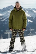 Купить Горнолыжный костюм мужской зимний цвета хаки 02412Kh