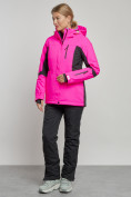 Купить Горнолыжный костюм женский зимний розового цвета 03105R, фото 2