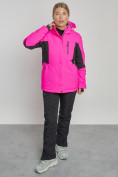 Купить Горнолыжный костюм женский зимний розового цвета 03105R, фото 8