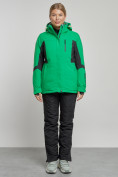 Купить Горнолыжный костюм женский зимний зеленого цвета 03105Z, фото 2