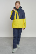 Купить Горнолыжный костюм женский зимний желтого цвета 03307J, фото 9