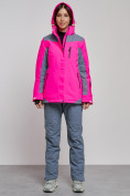 Купить Горнолыжный костюм женский зимний розового цвета 03310R, фото 5