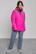 Купить Горнолыжный костюм женский зимний розового цвета 03310R, фото 6