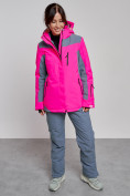 Купить Горнолыжный костюм женский зимний розового цвета 03310R, фото 7