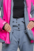Купить Горнолыжный костюм женский зимний розового цвета 03310R, фото 9