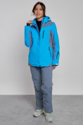 Купить Горнолыжный костюм женский зимний синего цвета 03310S, фото 9