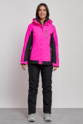 Купить Горнолыжный костюм женский зимний розового цвета 03327R, фото 4