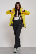 Купить Горнолыжный костюм женский зимний желтого цвета 03331J, фото 14