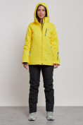 Купить Горнолыжный костюм женский зимний желтого цвета 03331J, фото 5