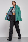 Купить Горнолыжный костюм женский большого размера зимний зеленого цвета 03382Z, фото 11