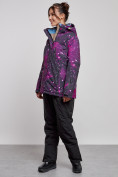 Купить Горнолыжный костюм женский большого размера зимний бордового цвета 03517Bo, фото 2