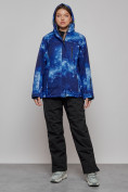 Купить Горнолыжный костюм женский большого размера зимний темно-синего цвета 03517TS, фото 5