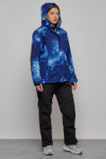 Купить Горнолыжный костюм женский большого размера зимний темно-синего цвета 03517TS, фото 7