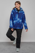 Купить Горнолыжный костюм женский большого размера зимний темно-синего цвета 03517TS, фото 8