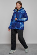 Купить Горнолыжный костюм женский большого размера зимний темно-синего цвета 03517TS, фото 9