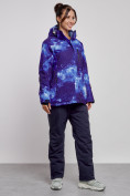 Купить Горнолыжный костюм женский большого размера зимний синего цвета 03936S, фото 2