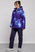 Купить Горнолыжный костюм женский большого размера зимний синего цвета 03936S, фото 3