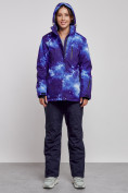 Купить Горнолыжный костюм женский большого размера зимний синего цвета 03936S, фото 5