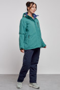 Купить Горнолыжный костюм женский большого размера зимний зеленого цвета 03936Z, фото 3
