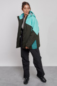 Купить Горнолыжный костюм женский большого размера зимний бирюзового цвета 03963Br, фото 10