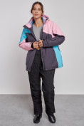 Купить Горнолыжный костюм женский большого размера зимний розового цвета 03963R, фото 9