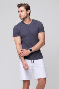 Купить Летние шорты трикотажные мужские белого цвета 050620Bl, фото 4