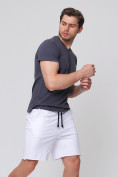 Купить Летние шорты трикотажные мужские белого цвета 050620Bl, фото 6