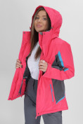 Купить Горнолыжная куртка женская малинового цвета 052001M, фото 9