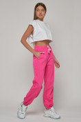 Купить Джоггеры спортивные трикотажные женские розового цвета 053R, фото 3