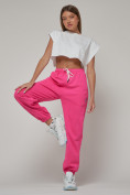 Купить Джоггеры спортивные трикотажные женские розового цвета 053R, фото 7